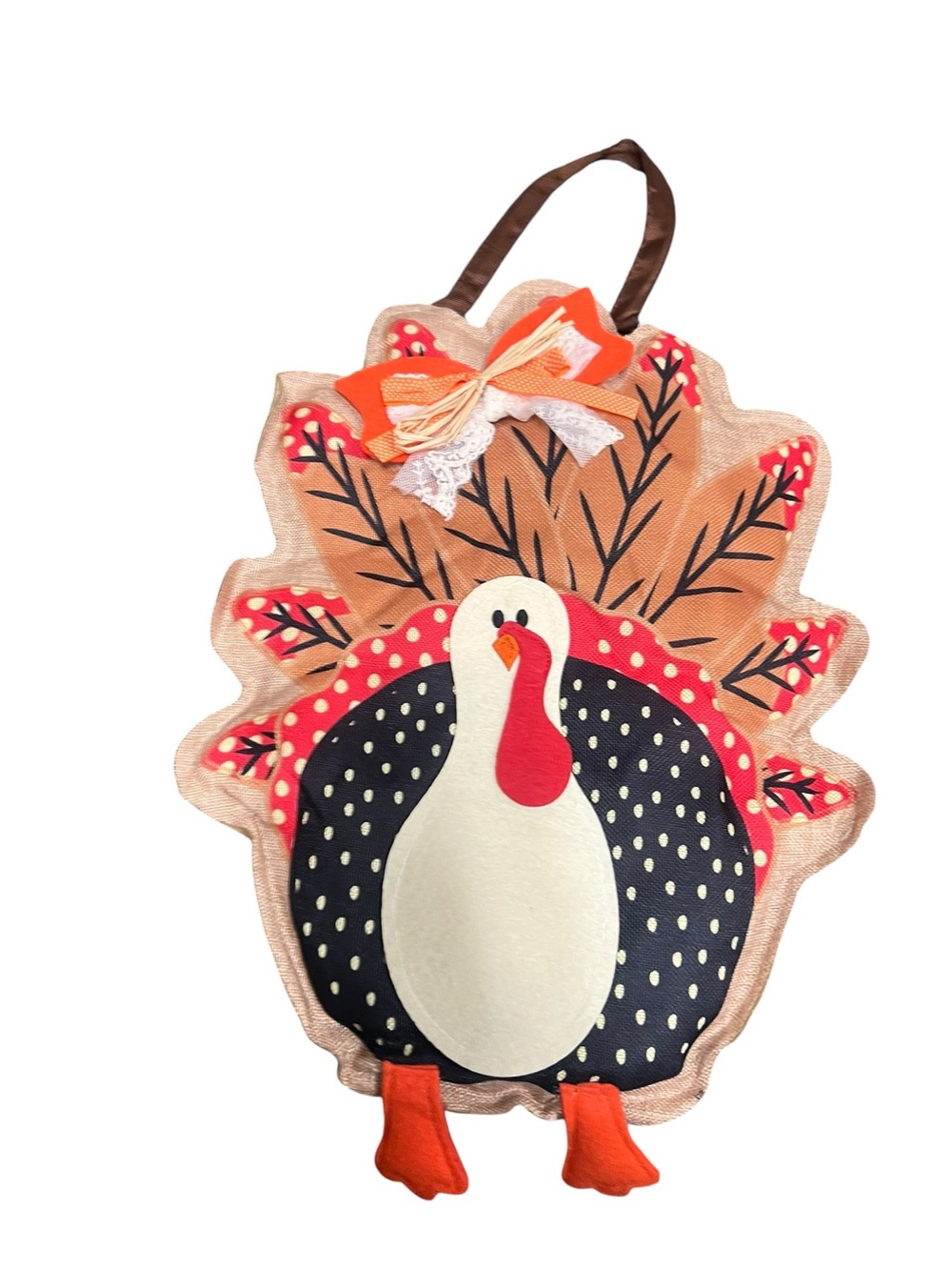 Evergreen Burlap Turkey Door Hanger